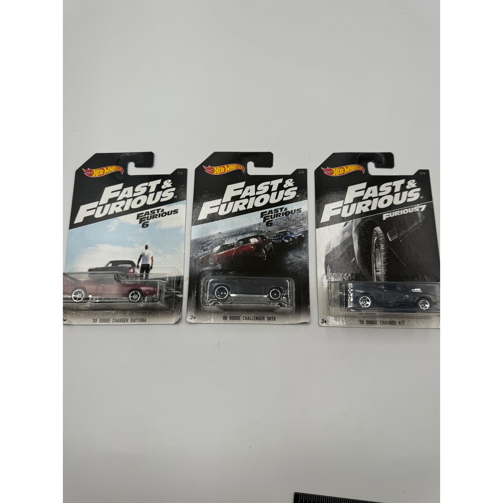 Hot Wheels Fast & Furious Dodge Charger Daytona Challenger SRT8 R/T Lot of 3